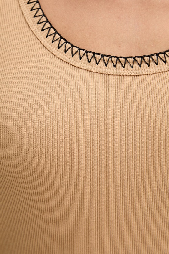 Sisley top damski z bawełną 3EK5LH015 beżowy