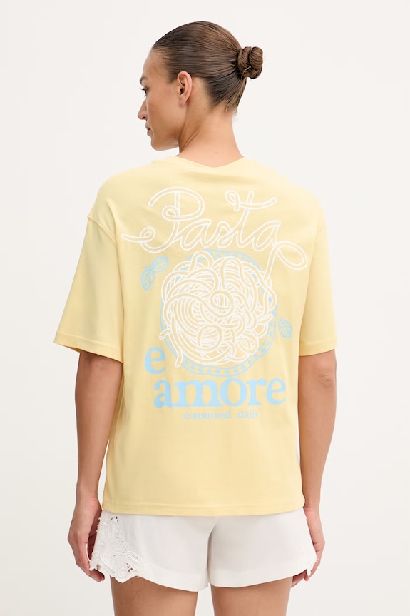 United Colors of Benetton tricou pentru femei, din bumbac galben 3096D10D1