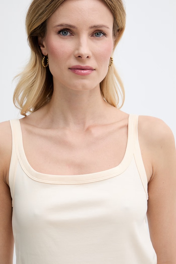 United Colors of Benetton top pentru femei din bumbac bej 39JSDH01F