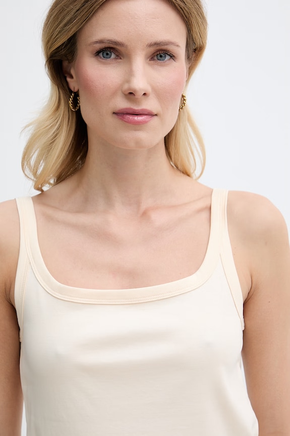 United Colors of Benetton top pentru femei din bumbac bej 39JSDH01F