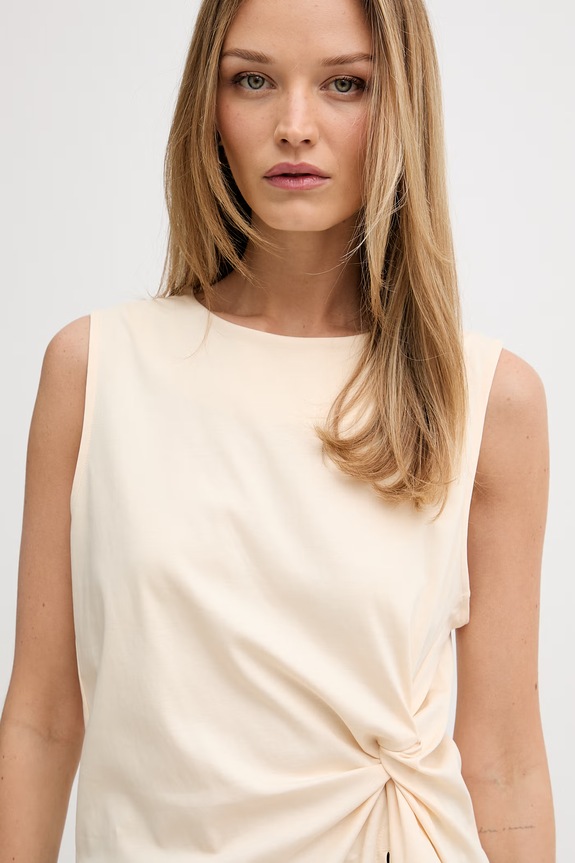 United Colors of Benetton top ženski bombažen bež 39JSDH01G