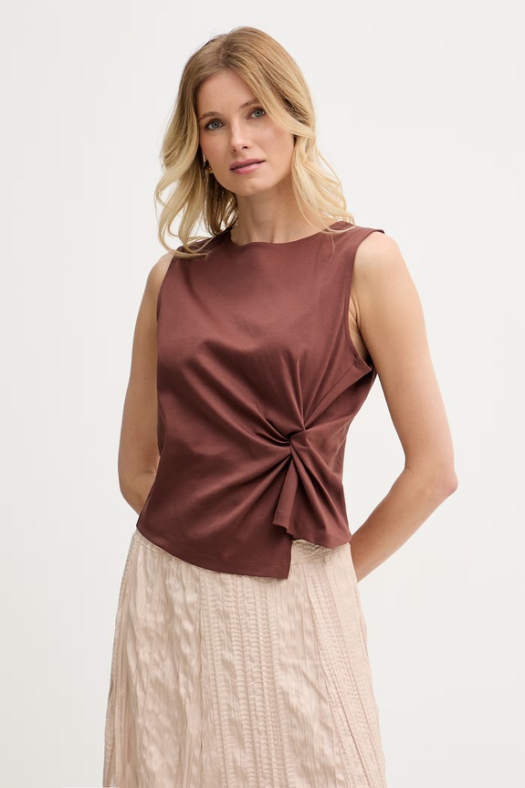 United Colors of Benetton τοπ γυναικείο βαμβακερό καφέ 39JSDH01G