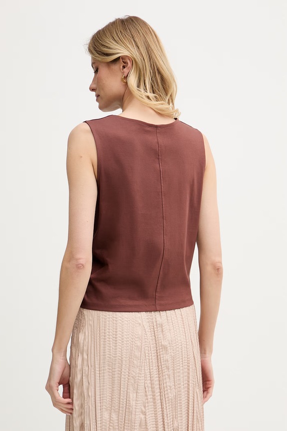 Ρούχα United Colors of Benetton τοπ γυναικείο βαμβακερό 39JSDH01G καφέ