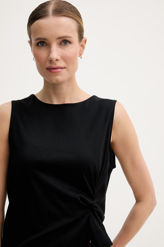 United Colors of Benetton top pentru femei din bumbac negru 39JSDH01G