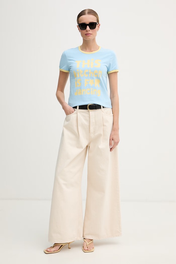 United Colors of Benetton majica ženska s pamukom 3ECMD10CZ plava SS26