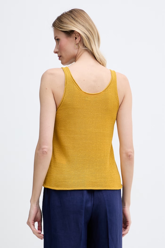 Odzież United Colors of Benetton top damski z lnem 1MMXDH01M żółty