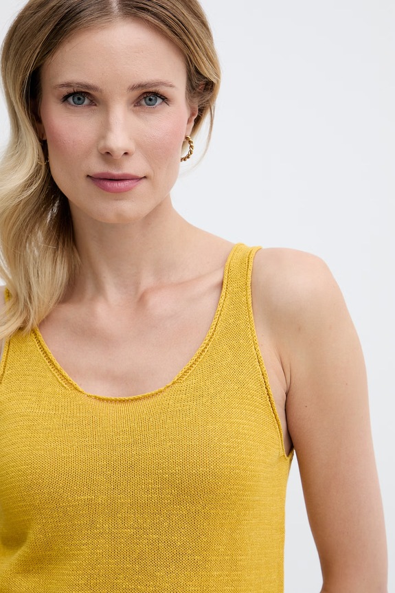 United Colors of Benetton top pentru femei cu in galben 1MMXDH01M