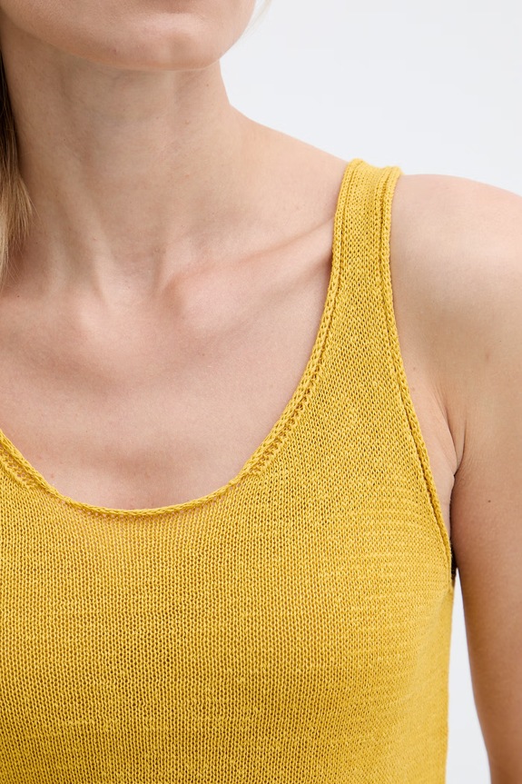 United Colors of Benetton top ženski s lanom 1MMXDH01M zlatna