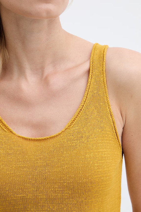 United Colors of Benetton top damski z lnem 1MMXDH01M żółty