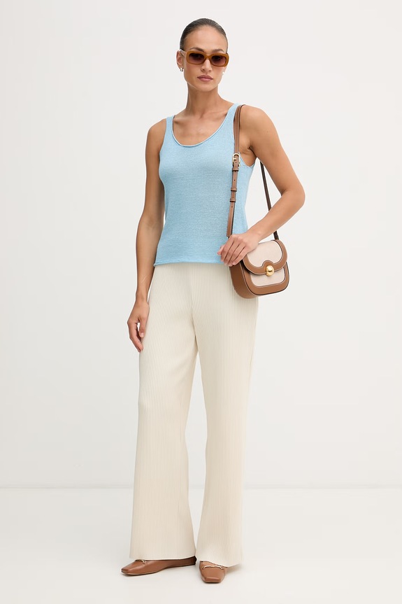 United Colors of Benetton top de damă din in 1MMXDH01M albastru SS26