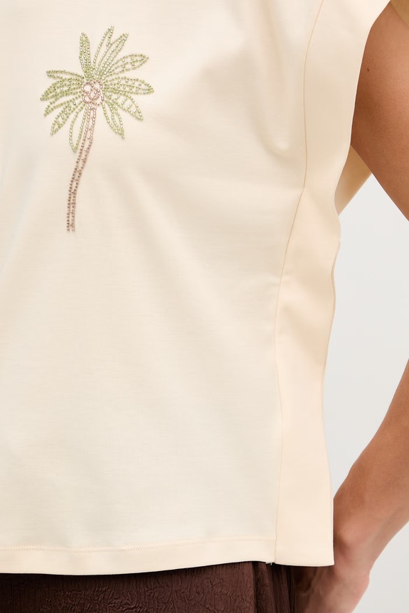 United Colors of Benetton t-shirt γυναικείο βαμβακερό 3DCJD10D0 μπεζ