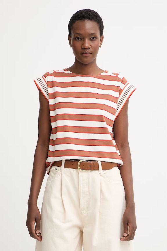 United Colors of Benetton топ жіночий бавовняний з еластаном коричневий 39VWD10D2