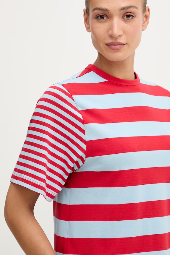 United Colors of Benetton T-shirt damski bawełniany z elastanem czerwony 3NAFD10CY