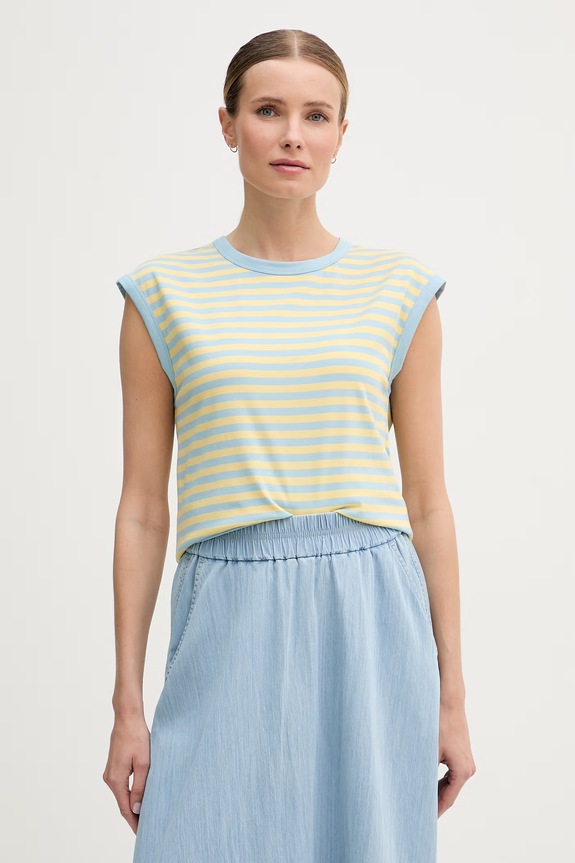 United Colors of Benetton top pentru femei, din bumbac cu elastan galben 3NAFD10D3