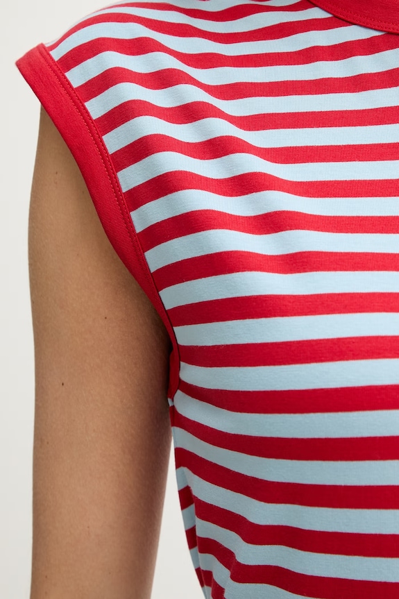 United Colors of Benetton top da donna in cotone con elastan 3NAFD10D3 rosso