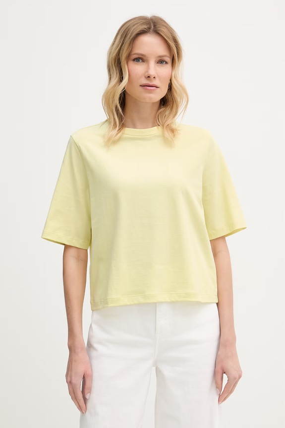 United Colors of Benetton tricou pentru femei, din bumbac galben 3BL0E17G5.