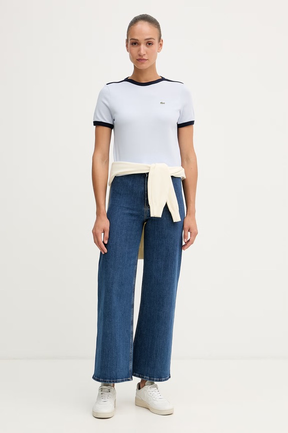Lacoste tricou pentru femei, din bumbac TF1836 albastru SS26