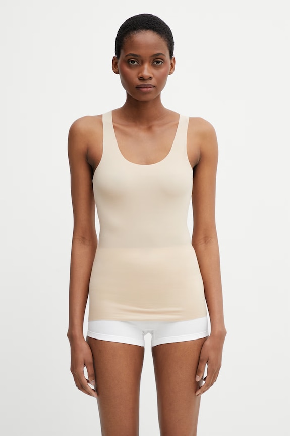 MM6 Maison Margiela top za žene od pamuka s elastanom bež MKD200040