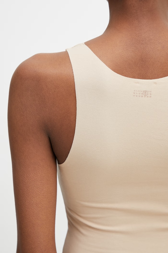 MM6 Maison Margiela top za žene od pamuka s elastanom bež MKD200040