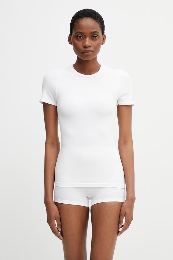MM6 Maison Margiela tricou de lenjerie intimă de damă cu bumbac alb MKMU40010