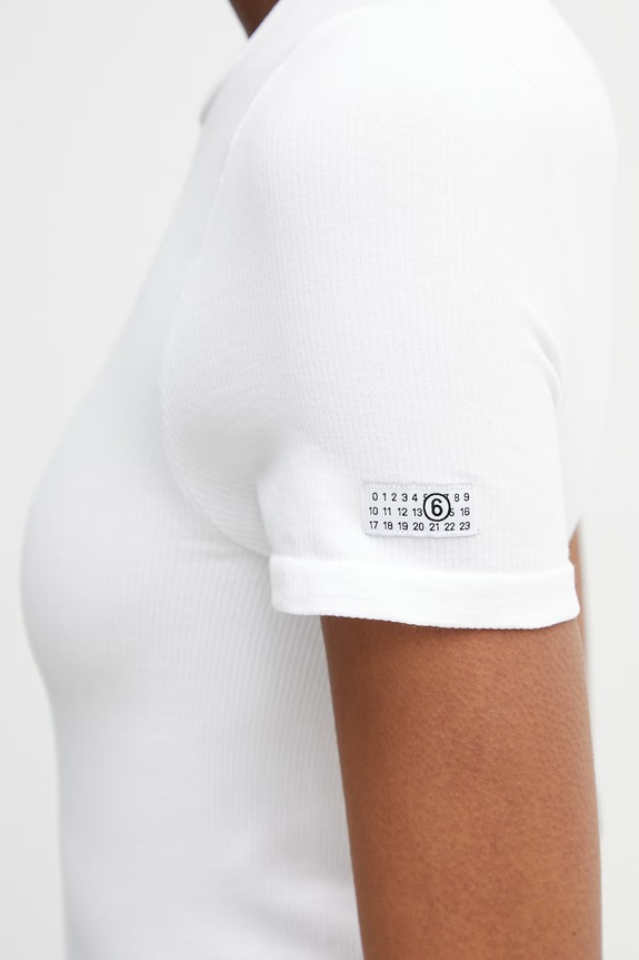 MM6 Maison Margiela tricou de lenjerie intimă de damă cu bumbac alb MKMU40010