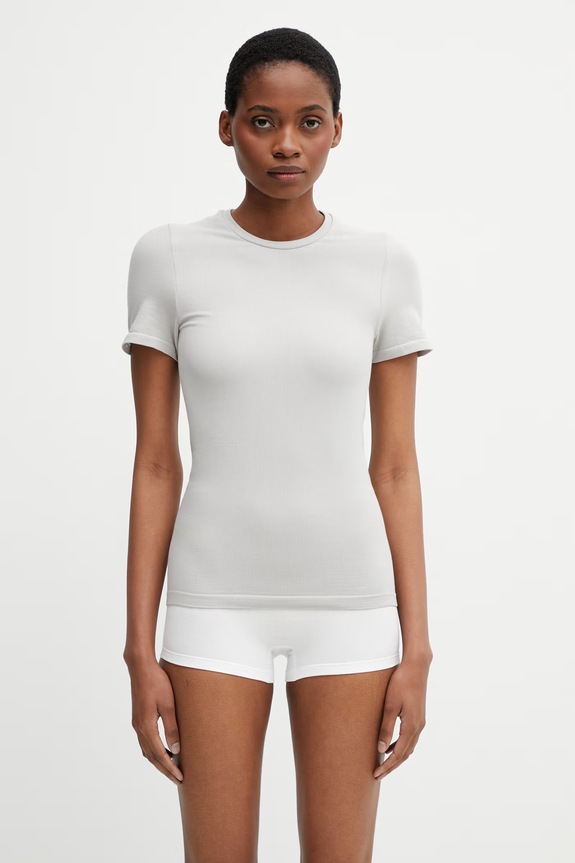 MM6 Maison Margiela tricou de lenjerie intimă de damă cu bumbac gri MKMU40010