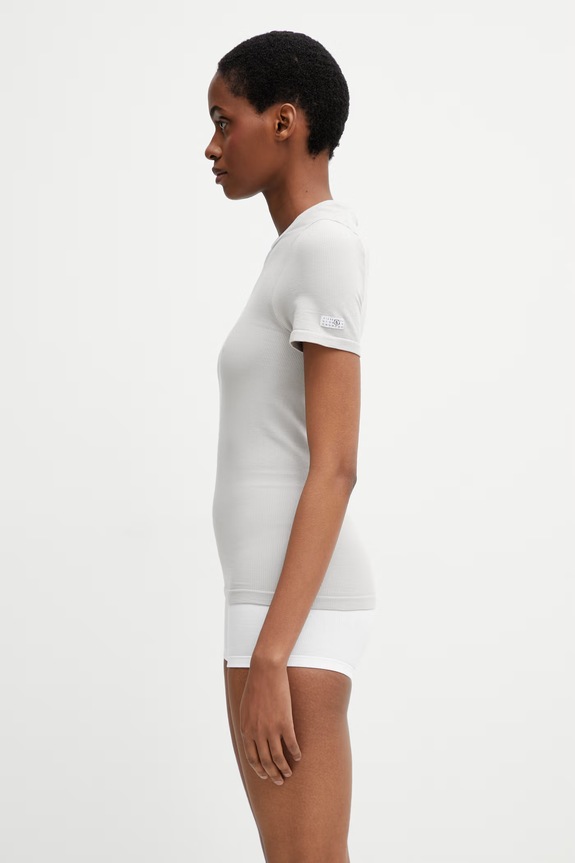 MM6 Maison Margiela tricou de lenjerie intimă de damă cu bumbac MKMU40010 gri SS26