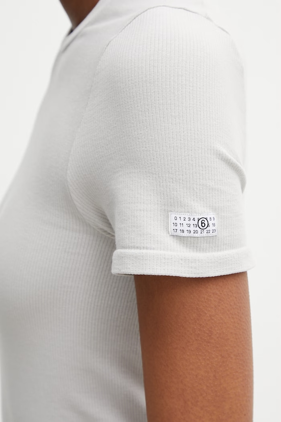 MM6 Maison Margiela tricou de lenjerie intimă de damă cu bumbac gri MKMU40010