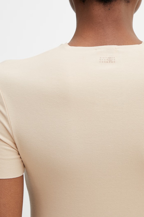 MM6 Maison Margiela tricou de lenjerie intimă de femei cu bumbac bej MKM300040
