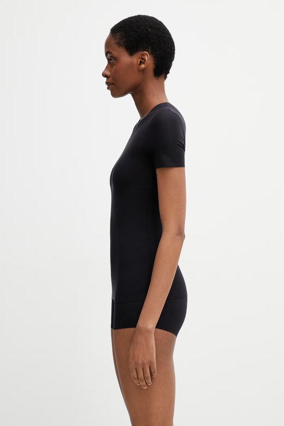 MM6 Maison Margiela tricou de lenjerie intimă pentru femei cu bumbac MKM300040 negru SS26
