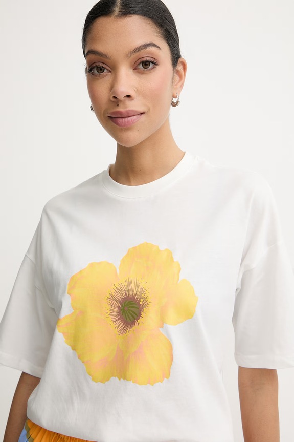 Never Fully Dressed T-shirt oversize damski bawełniany biały NFDTO2246