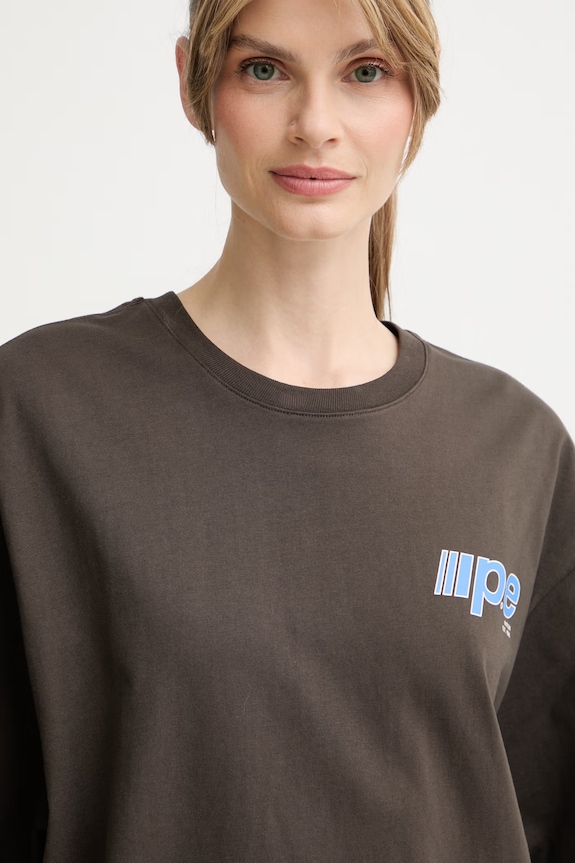 P.E Nation T-shirt damski bawełniany Glide brązowy 262T122