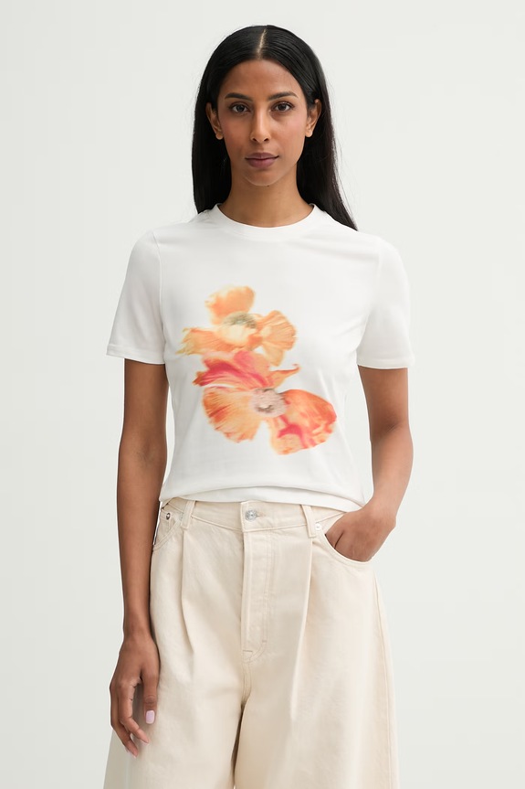 Never Fully Dressed T-shirt damski bawełniany z elastanem biały NFDTO2223