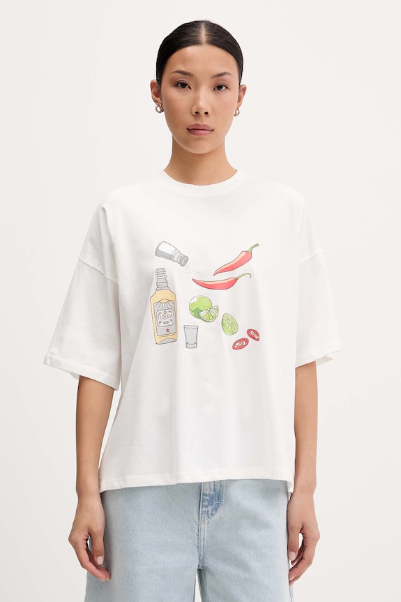 Never Fully Dressed T-shirt damski bawełniany biały NFDTO2218