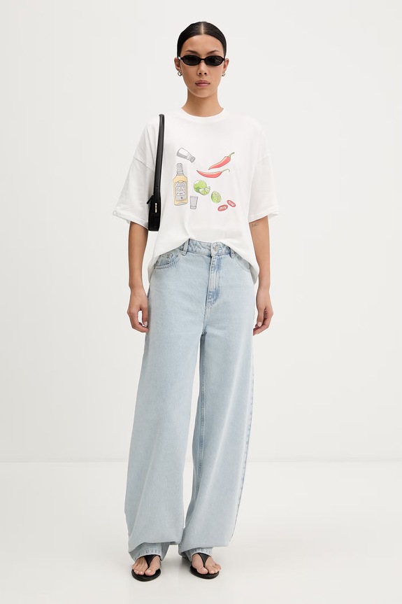 Never Fully Dressed T-shirt damski bawełniany NFDTO2218 biały SS26