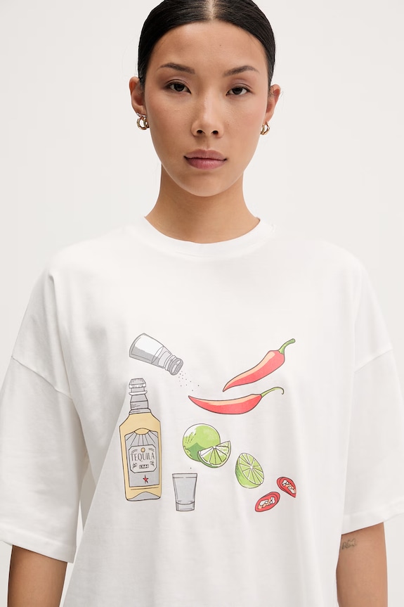 Never Fully Dressed T-shirt damski bawełniany biały NFDTO2218