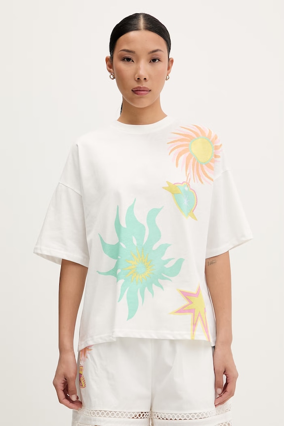 Never Fully Dressed T-shirt damski bawełniany biały NFDTO2219
