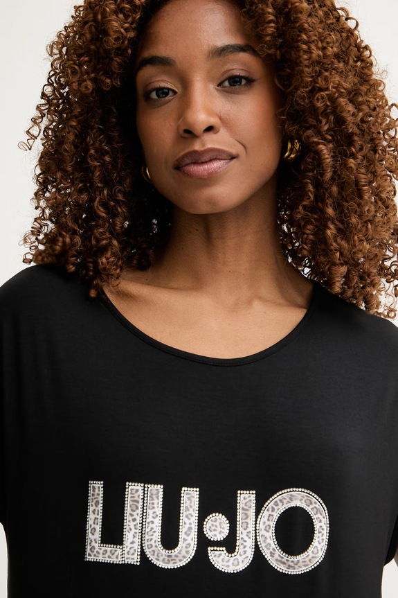 Liu Jo top damski z wiskozy czarny VA6047.JS360