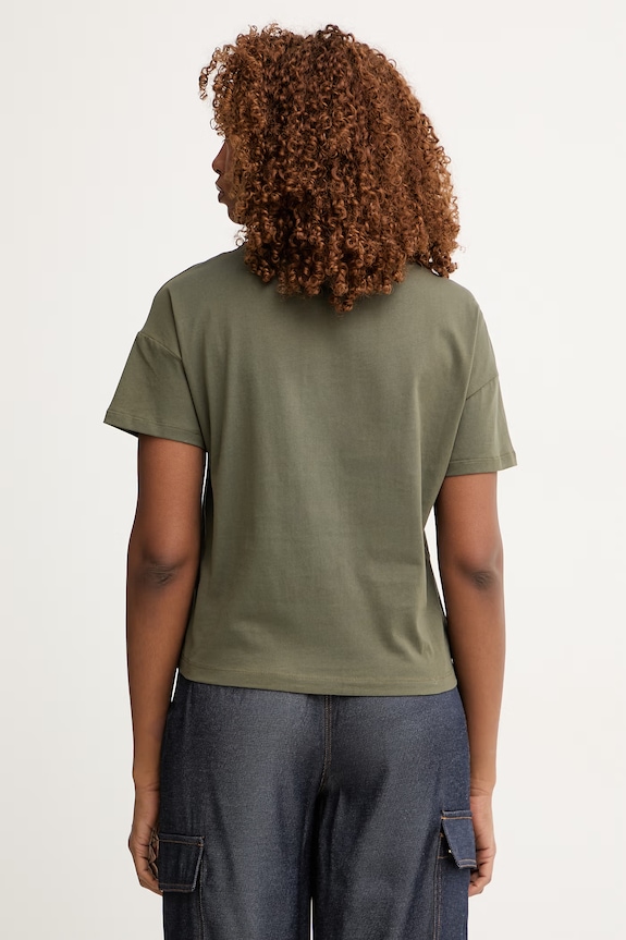 Liu Jo T-shirt damski bawełniany VA6161.JS923 zielony SS26