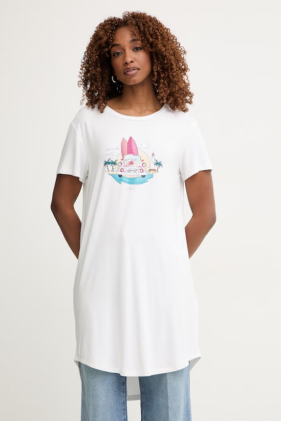 Liu Jo T-shirt damski z wiskozy biały VA6168.JS360