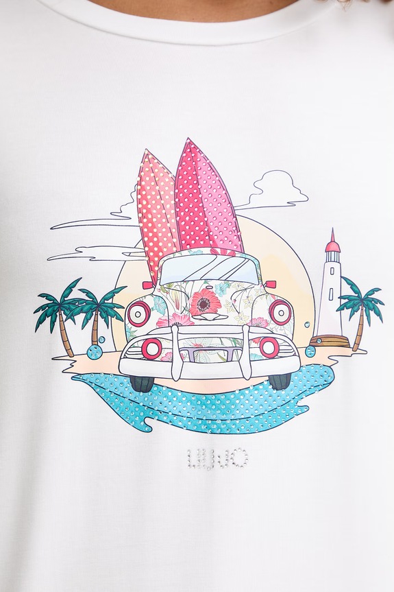 Liu Jo T-shirt damski z wiskozy VA6168.JS360 biały