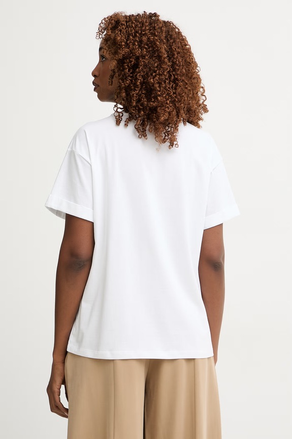 Odzież Liu Jo T-shirt damski bawełniany z elastanem VA6170.JS003 biały