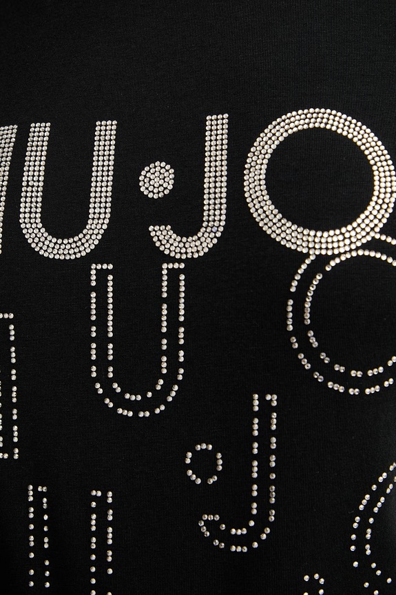 Liu Jo tricou pentru femei, din bumbac cu elastan negru VA6171.JS003