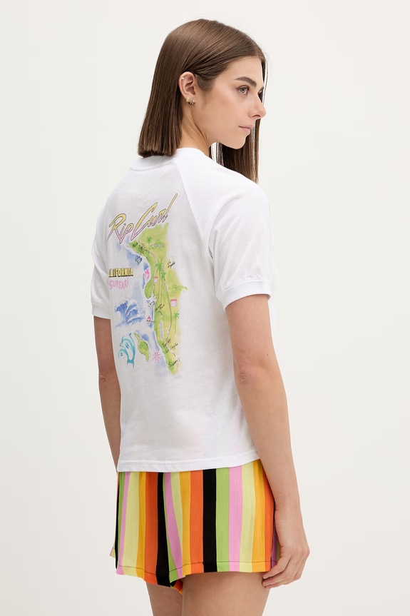 Rip Curl T-shirt damski z dodatkiem lnu biały 0MQWTE
