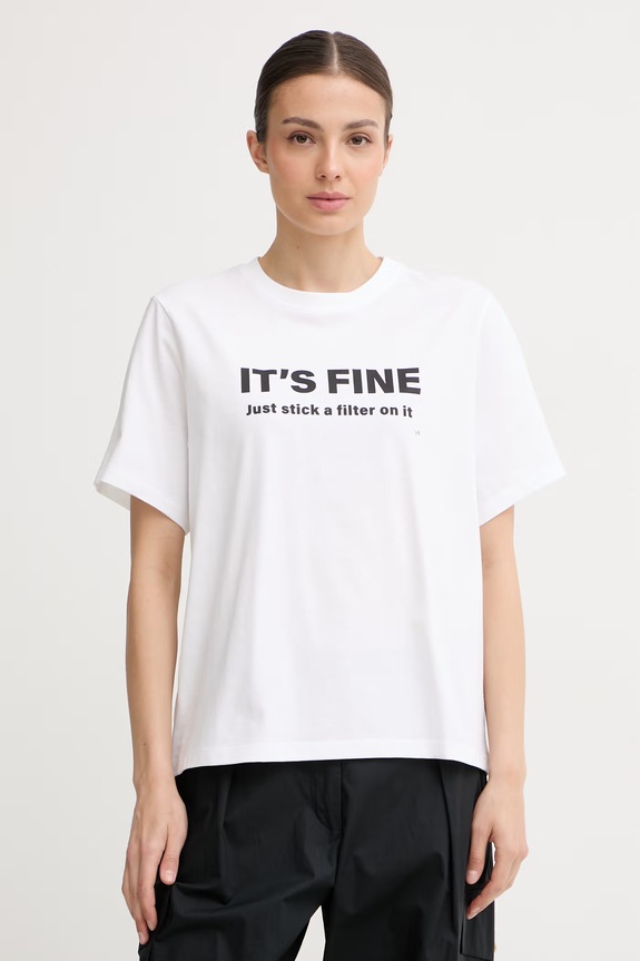 Victoria Beckham T-shirt damski bawełniany biały 1126JTS007232A