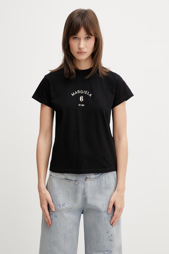 MM6 Maison Margiela tricou din bumbac pentru femei negru S62GD0216.M20048