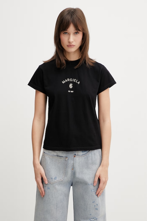 MM6 Maison Margiela футболка из хлопка для женщин чёрный S62GD0216.M20048