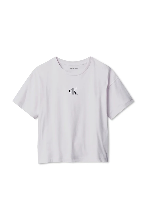 Dječja pamučna majica kratkih rukava Calvin Klein Jeans IG0IG02136.128.176.PPY2 roza SS26
