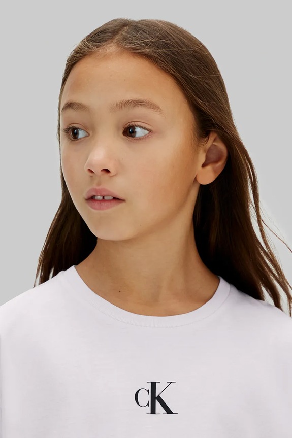 Djevojčice Dječja pamučna majica kratkih rukava Calvin Klein Jeans IG0IG02136.128.176.PPY2 roza