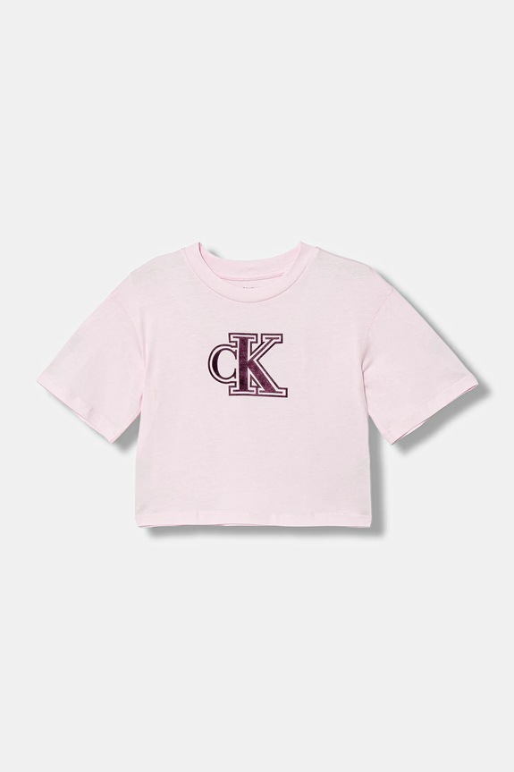 Dětské bavlněné tričko Calvin Klein Jeans kulatý růžová IG0IG03062.128.176.PPY2